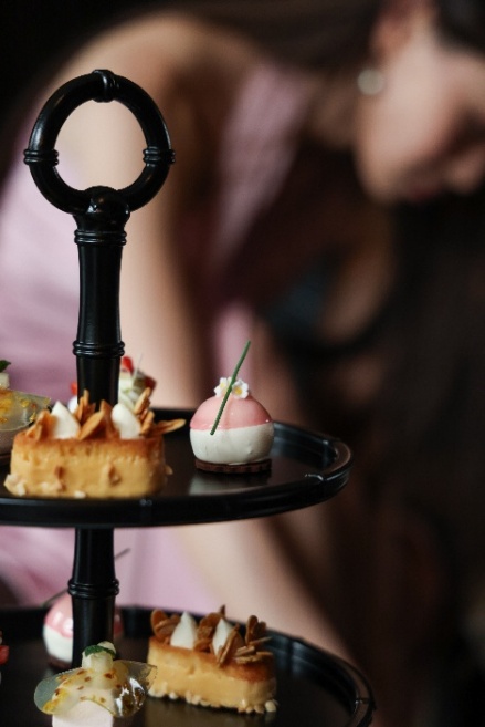 A close-up of a tray of desserts Description automatically generated