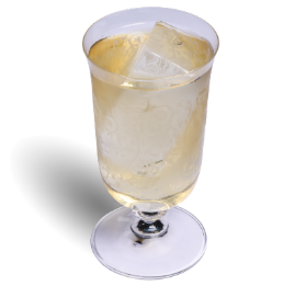 A glass with liquid and ice Description automatically generated